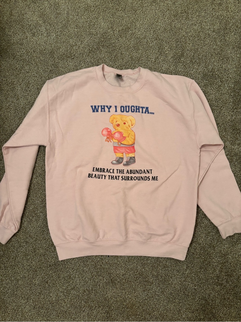 Gildan Pink Bear Graphic Crewneck Sweatshirt
